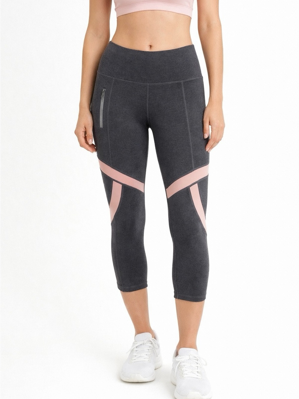 Nanette Lepore Gray Pink Cropped Athletic Leggings Women’s Small